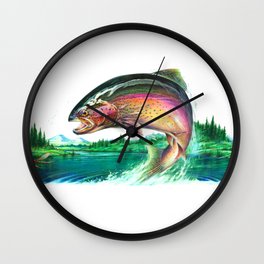 Rainbow Trout Wall Clock | Trout, Nature, Realism, Scales, Freshwater, Rainbowtrout, Fishing, Aquatic, Colored Pencil, Drawing 