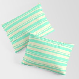 [ Thumbnail: Aquamarine & Light Yellow Colored Lines/Stripes Pattern Pillow Sham ]