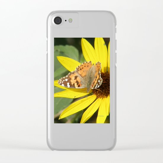 Painted Lady Butterfly Picks Pollen Clear iPhone Case