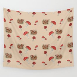 Fawn and Toadstools Pattern Wall Tapestry