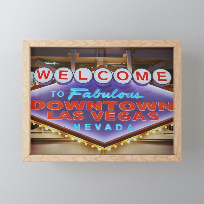 Welcome to Fabulous Downtown Las Vegas - Vintage Sign Framed Mini Art Print