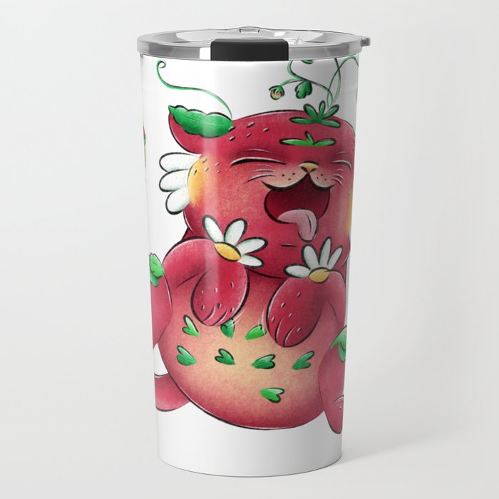 A cute digital art of unic fantasy character - keeper of strawberry beds Travel Mug