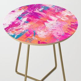 Vibrant Colorful Abstract Splatter Painting with Glitter Side Table