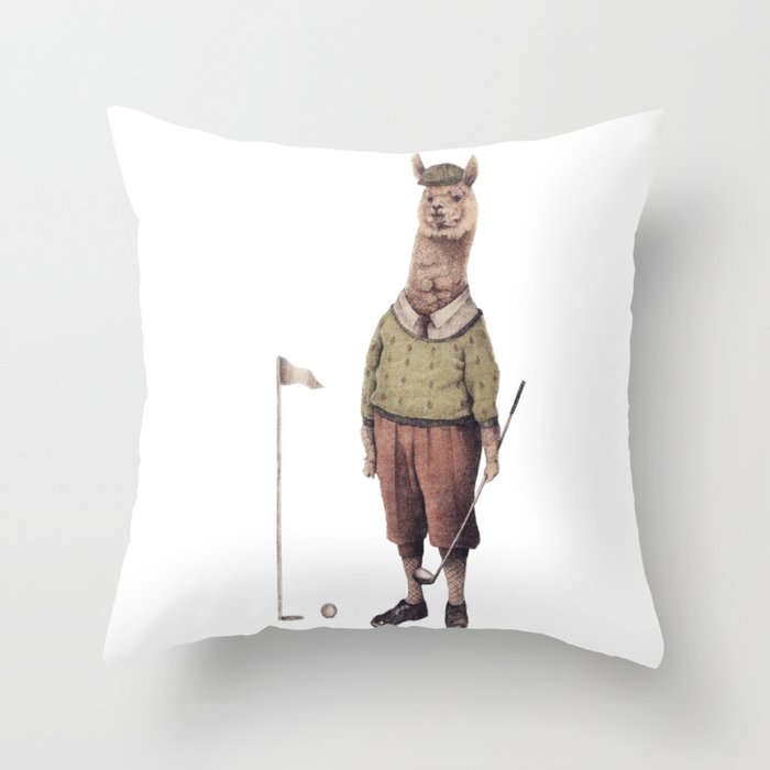 Alpaca Golf Club Throw Pillow