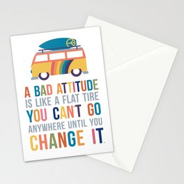 A Bad Attitude Is Like a Flat Tire Quote Art Stationery Cards