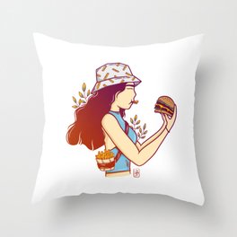 Burger and fries please ! Throw Pillow