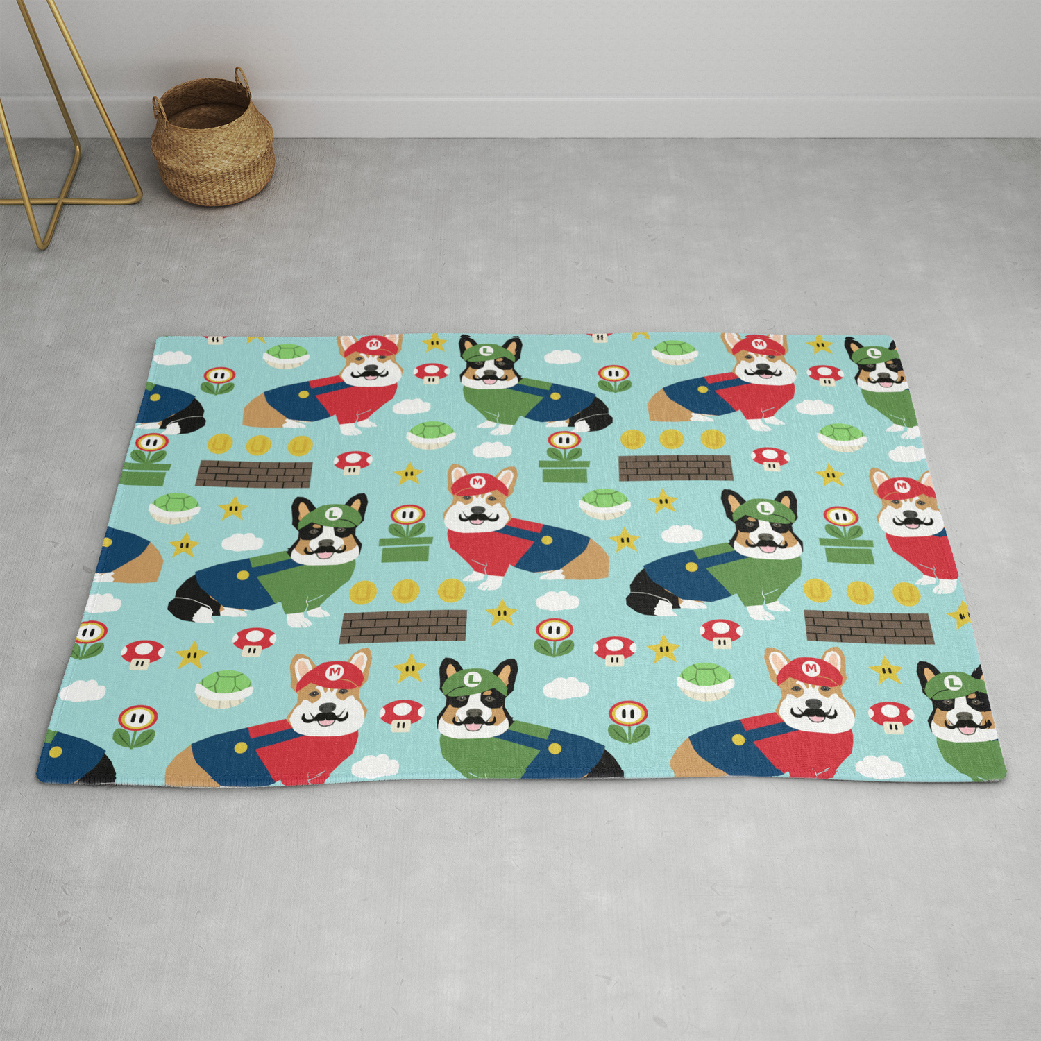 Corgi Video Game Fabric Video Game Cute Dog Dogs Cosplay Costume Dress Up Corgi Con Conven Rug By Corgicrew Society6