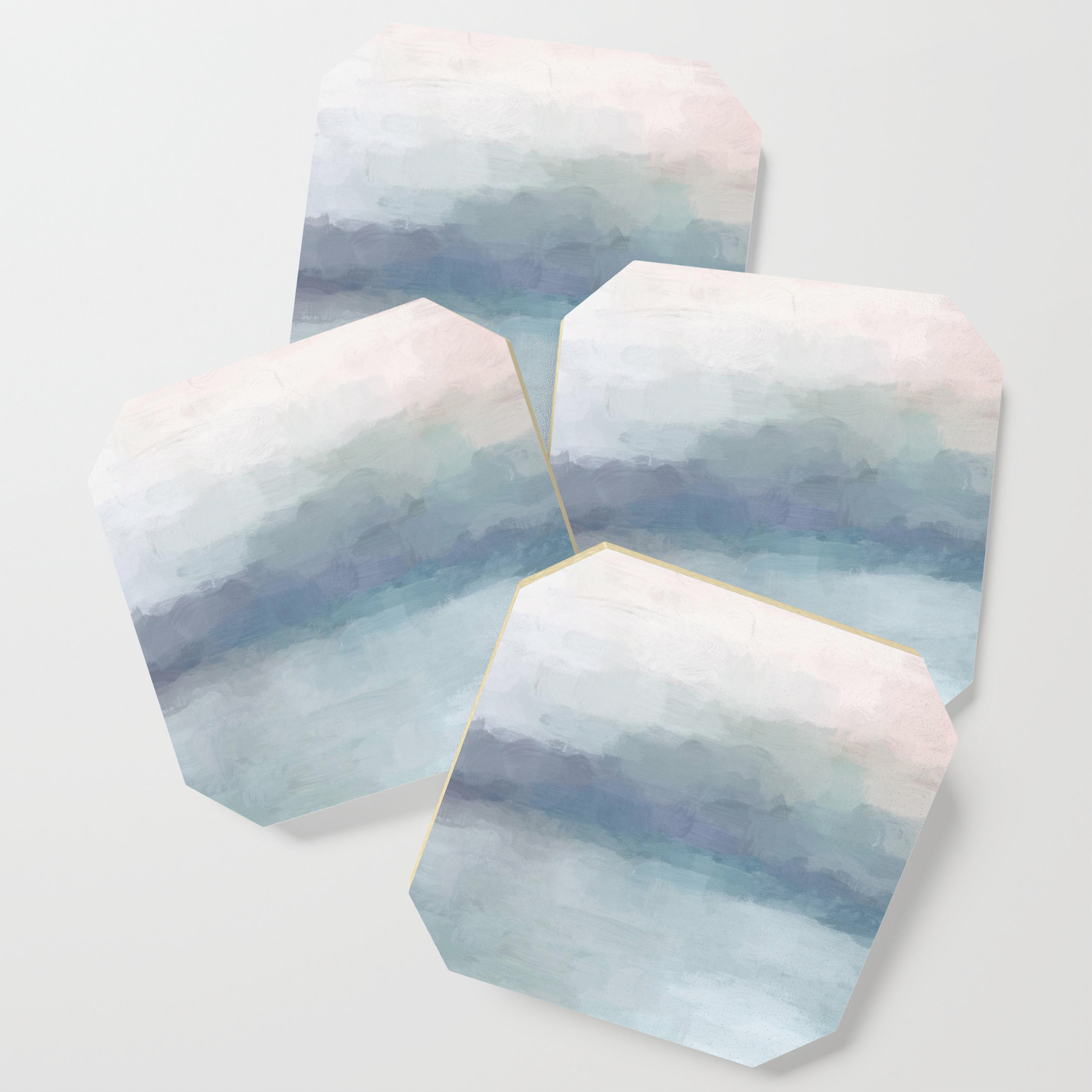 Blush Pink Mint Sky Baby Blue Abstract Ocean Sky Sunrise Wall Art