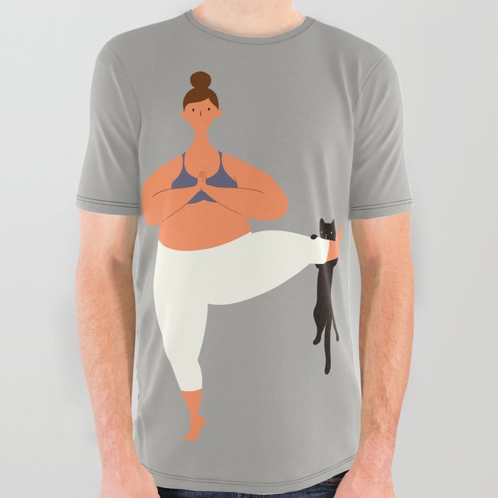 Yoga With Cat 06 All Over Graphic Tee