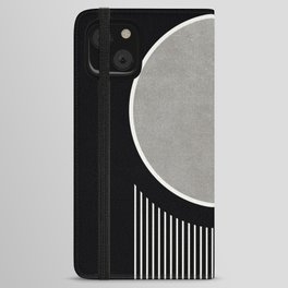Black and White Rising Moon Boho Chic Minimalist iPhone Wallet Case