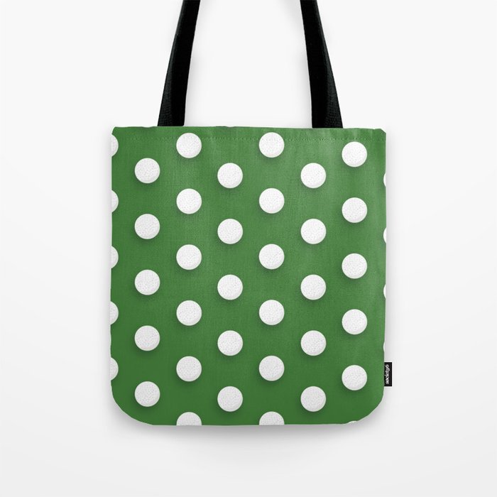 Golf Ball Print On Green Background Pattern Tote Bag