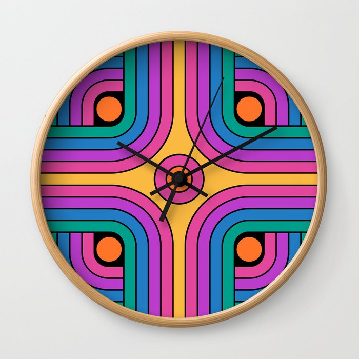 Retro Geometric Abstract Gradated Design 525 Wall Clock