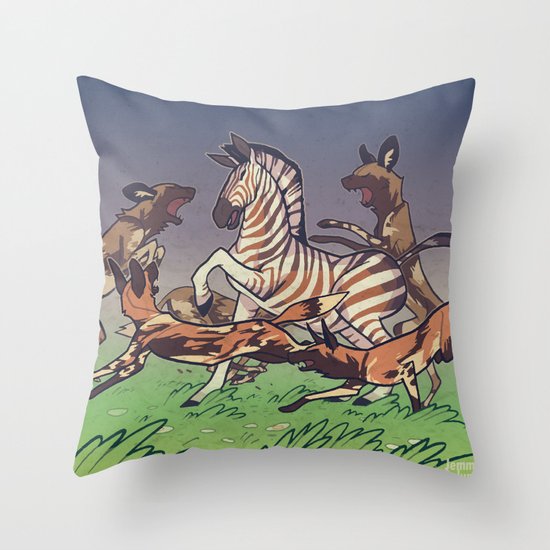 African Wild Dog Throw Pillow