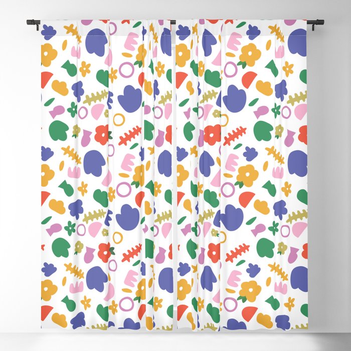 Abstract Floral Shapes Pattern Blackout Curtain