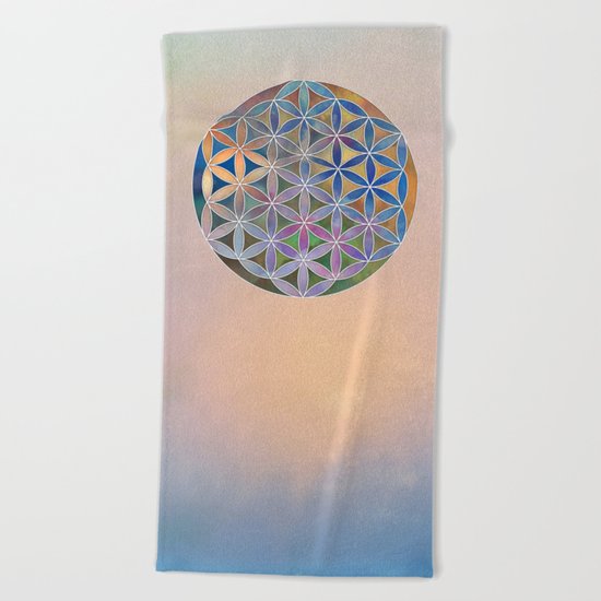 The Flower of Life in the Sky Beach Towel