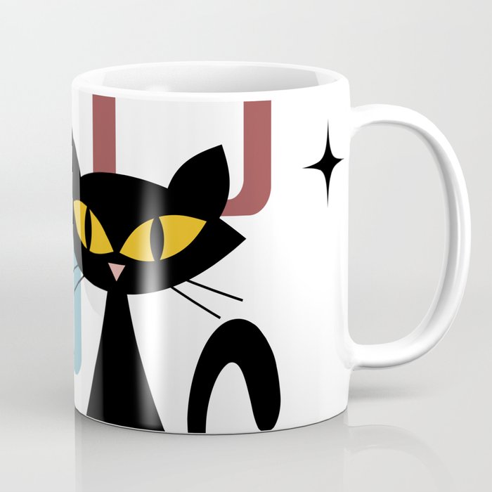 Mid Century black cat Coffee Mug