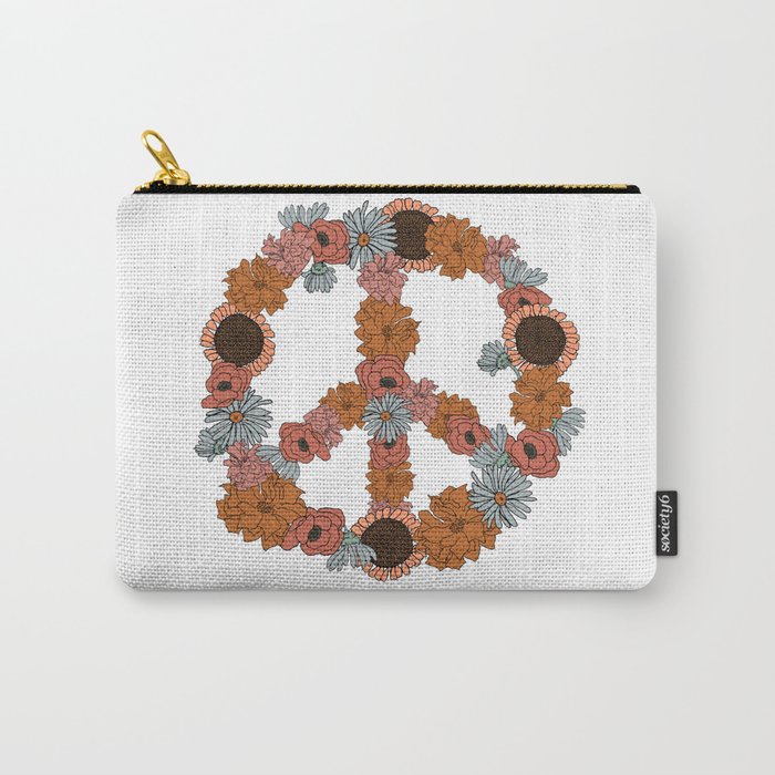 Floral Peace Sign Carry-All Pouch