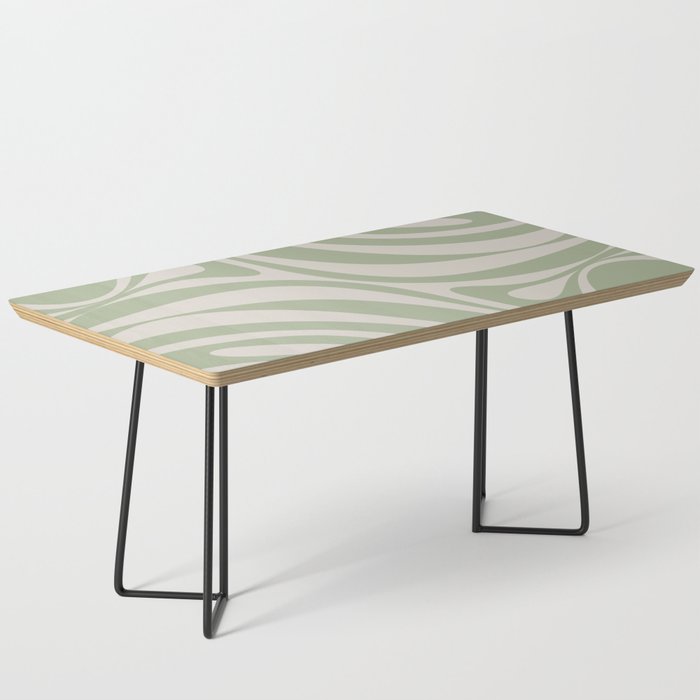 New Groove Retro Swirl Abstract Pattern in Sage and Beige Coffee Table