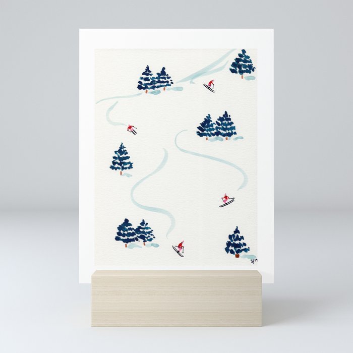 Little Skiers Mini Art Print