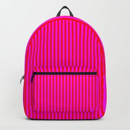 [ Thumbnail: Red & Fuchsia Colored Stripes Pattern Backpack ]