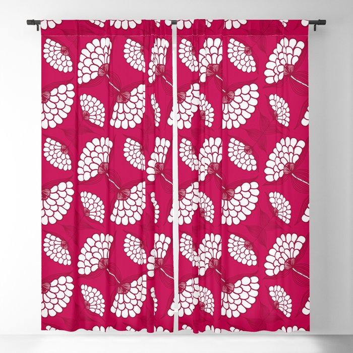 African Floral Motif on Magenta Blackout Curtain