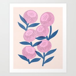 Everlasting Flowers - Blue & Pink Art Print