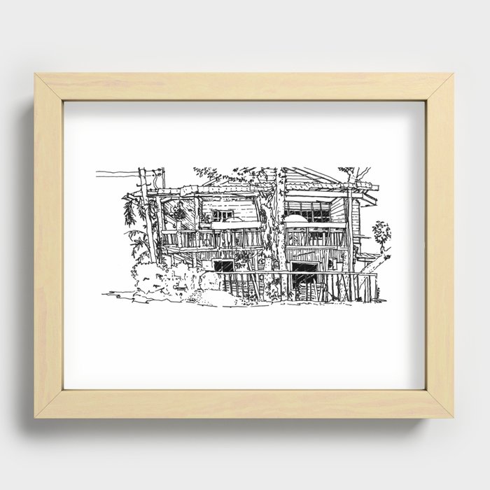 Dayak Traditional House, Kuching, Malaysia Recessed Framed Print
