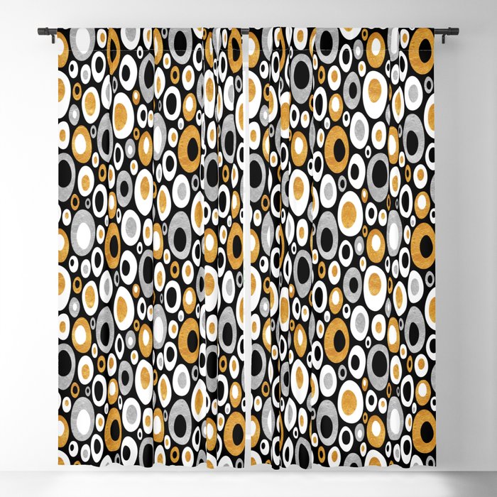 Mid Century Modern Ovals - Small Print in Black, White, Gold, Silver Blackout Curtain