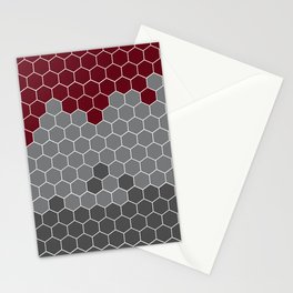 Honeycomb Red Gray Grey Hive Stationery Card
