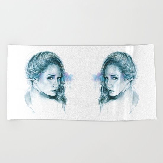 Look away, look away... | blue Beach Towel