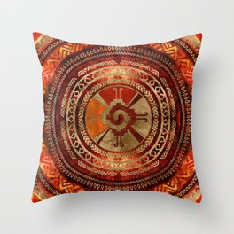 Hunab Ku Mayan symbol Burnt Orange and Gold Throw Pillow