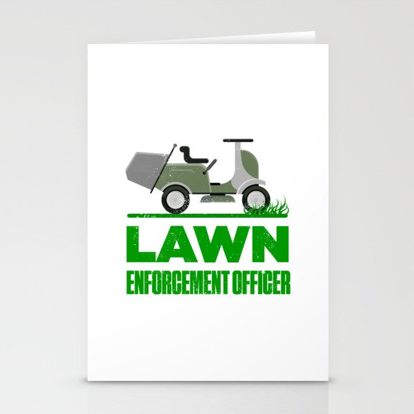Lawn Enforcement Officer With Mover Funny Gardening Distressed Stationery Cards
