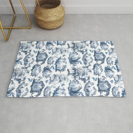 Toile kinder kids playing blue chinoiserie Rug