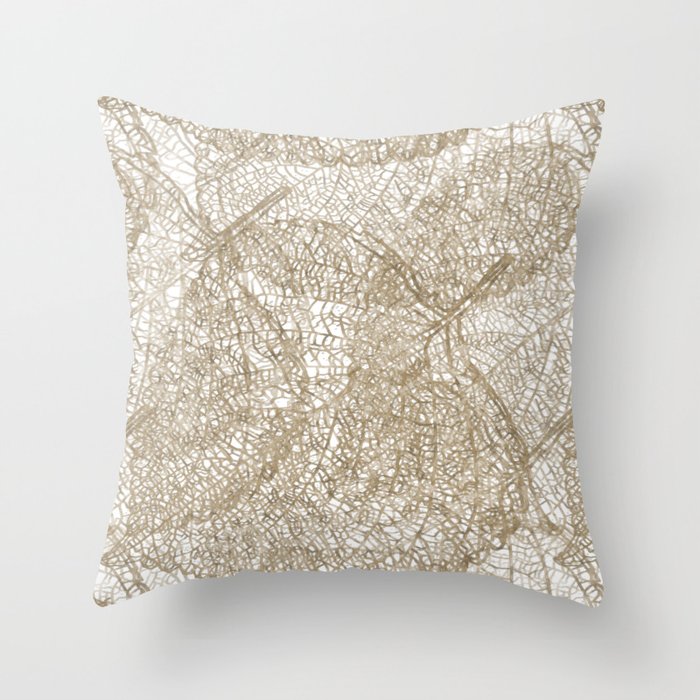 Leaf Skeletons in Natural Brown Throw Pillow