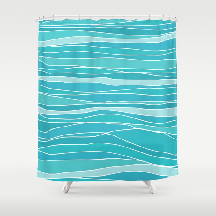 Caribbean Blue Ocean Waves Shower Curtain