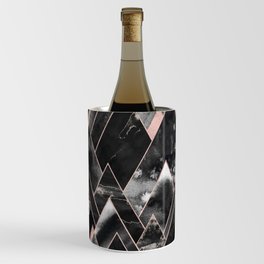 Mountains of Rose Gold - Geometric Midnight Black Wine Chiller