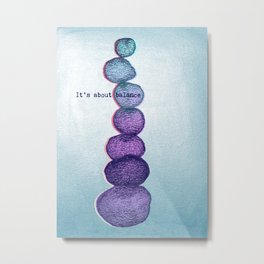 It's About Balance - purple & mint ombre sketch illustration Metal Print