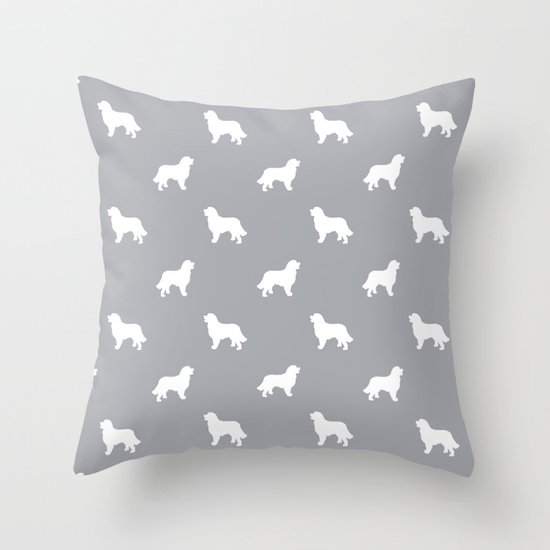Bernese Mountain Dog pet silhouette dog breed minimal grey and white pattern Throw Pillow by Pet ...