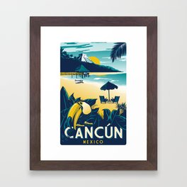 Cancun Mexico vintage travel poster Framed Art Print