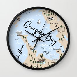 Map of Georgian Bay and Lake Huron Wall Clock