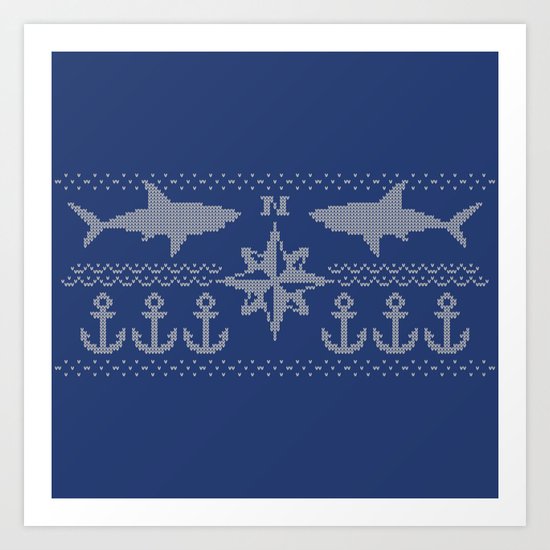 Nerdic (marine pattern) Art Print
