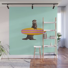 SURFING OTTER Wall Mural
