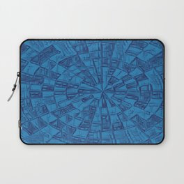 Blue and Black Circular Maze Laptop Sleeve
