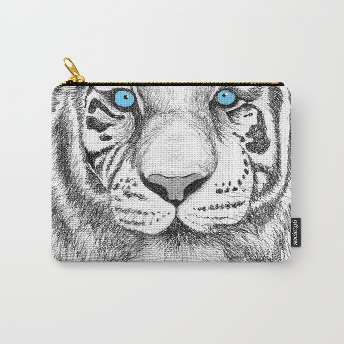 Blue eyed White Tiger poster Carry-All Pouch