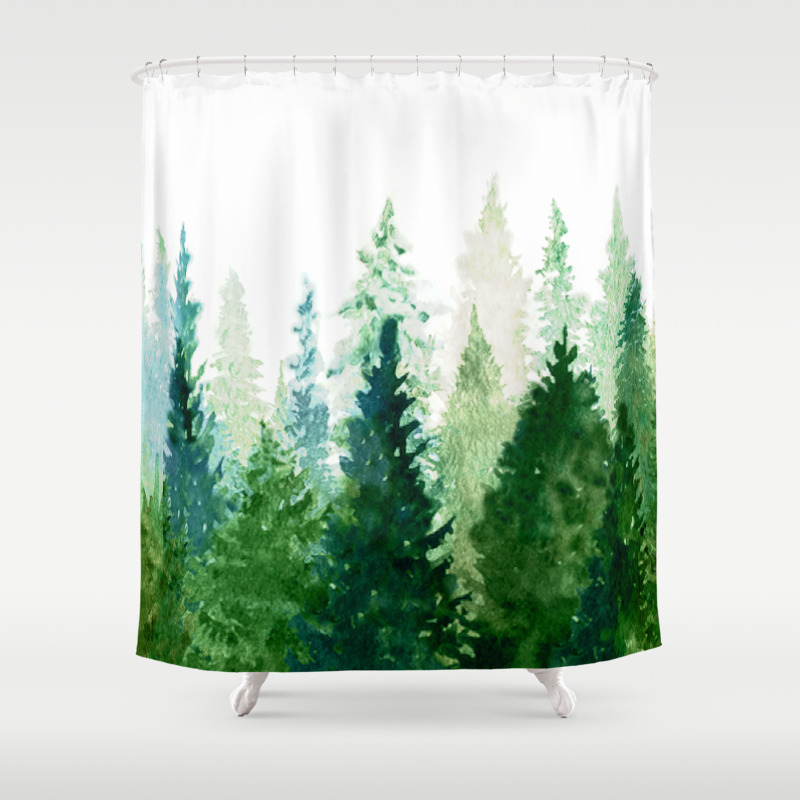 Pine Trees 2 Shower Curtain By Nadja, Fall Tree Shower Curtain