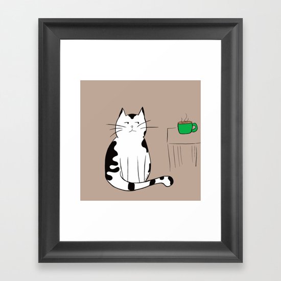 Java the Coffee Cat Framed Art Print
