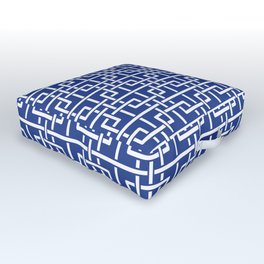 Tangled squares Chinoiserie in blue & white Outdoor Floor Cushion
