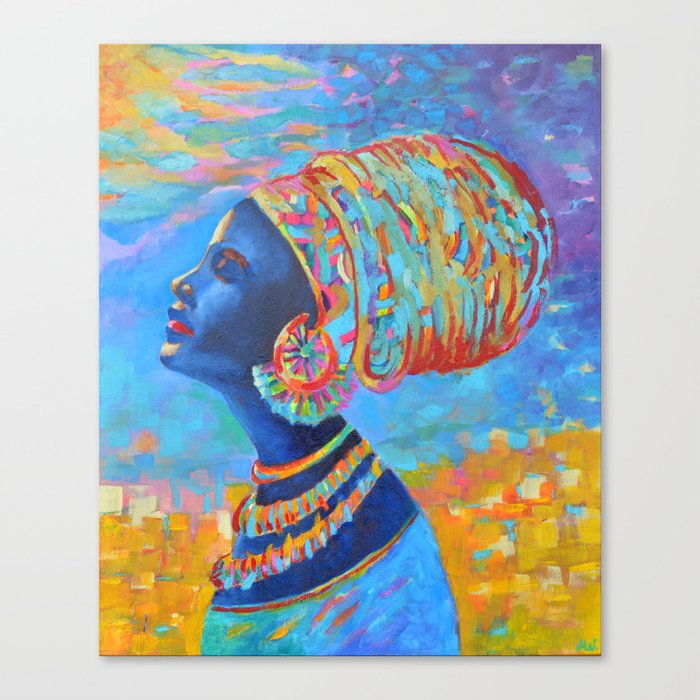 Black Woman Painting Africa People Girl In Wrap Color Beautiful