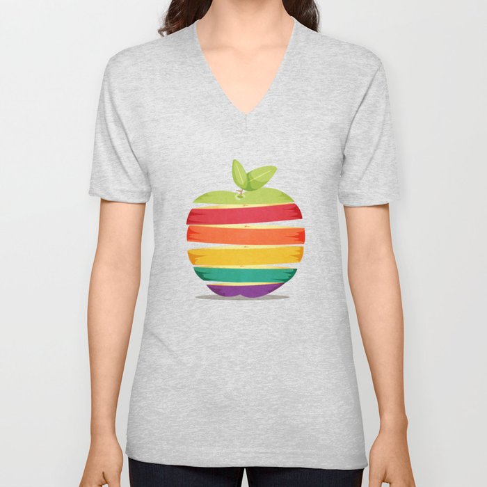 Rainbow Apple V Neck T Shirt