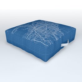San Salvador City Map of El Salvador - Blueprint Outdoor Floor Cushion